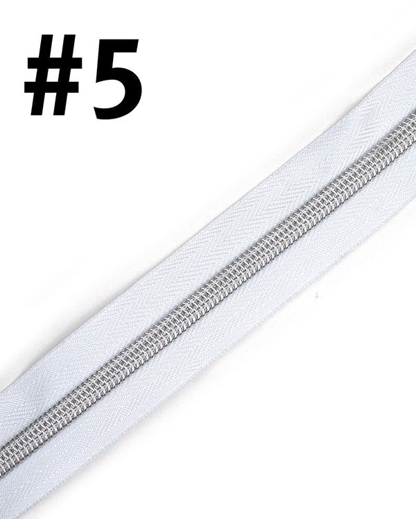 #5 Zipper Tape, 3m (118″), White