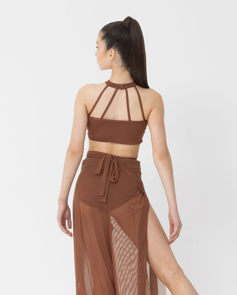 Studio 7, MESH PERFORMANCE CROP, Mocha, Adults, AMPCT01