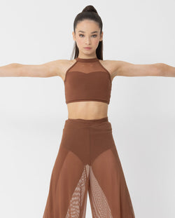 Studio 7, MESH PERFORMANCE CROP, Mocha, Adults, AMPCT01