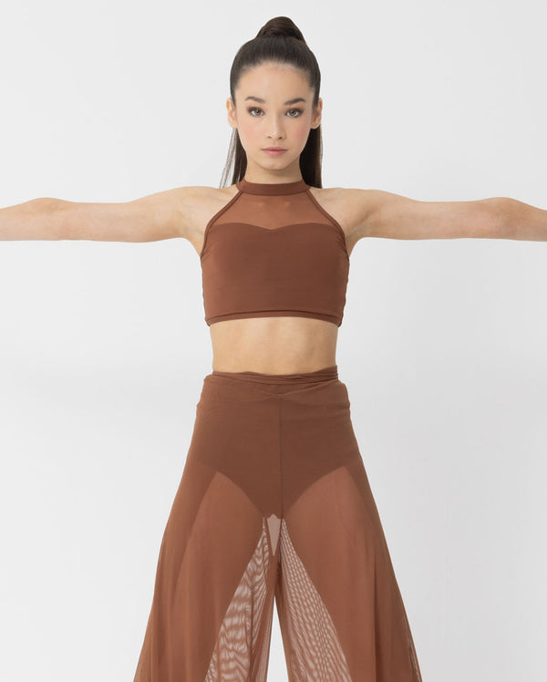 Studio 7, MESH PERFORMANCE CROP, Mocha, Adults, AMPCT01