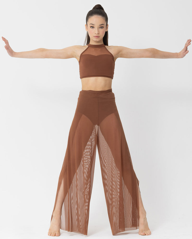 Studio 7, MESH PERFORMANCE CROP, Mocha, Adults, AMPCT01